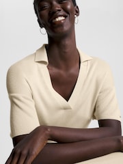 Tommy Hilfiger Cream Open Polo Midi Dress - Image 3 of 6