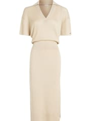 Tommy Hilfiger Cream Open Polo Midi Dress - Image 5 of 6
