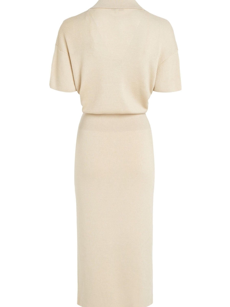 Tommy Hilfiger Cream Open Polo Midi Dress - Image 6 of 6