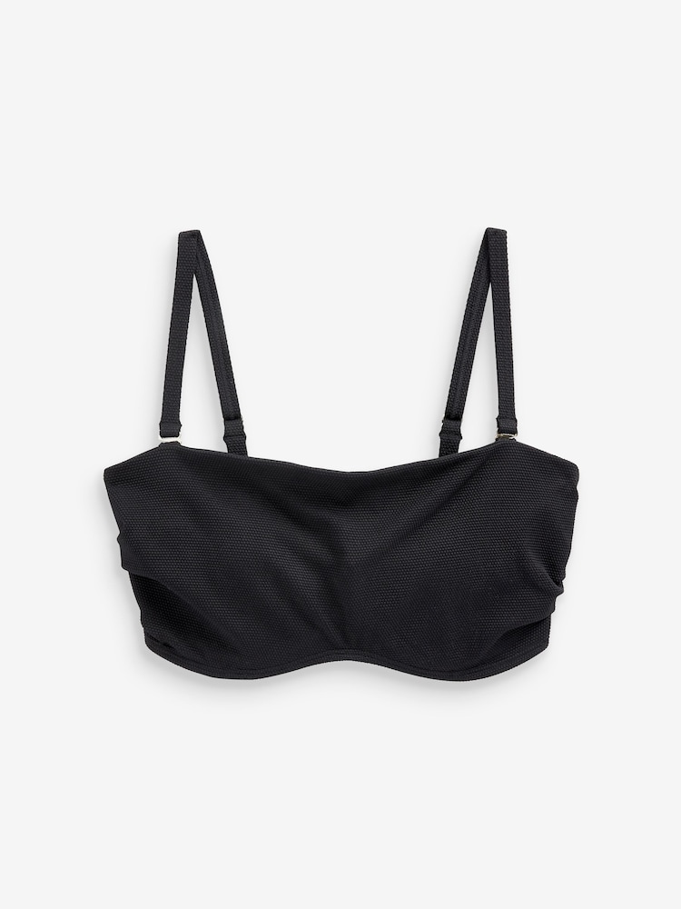 Black DD+ Non Pad Minimise Bandeau Bikini Top - Image 5 of 5