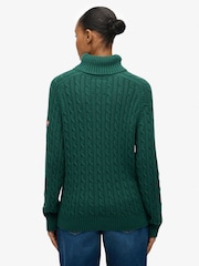 Superdry Green Slouchy Cable Roll Neck Jumper - Image 2 of 6