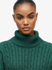 Superdry Green Slouchy Cable Roll Neck Jumper - Image 3 of 6