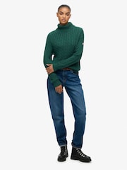 Superdry Green Slouchy Cable Roll Neck Jumper - Image 5 of 6