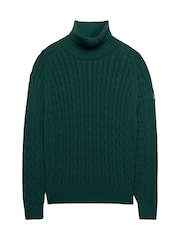 Superdry Green Slouchy Cable Roll Neck Jumper - Image 6 of 6