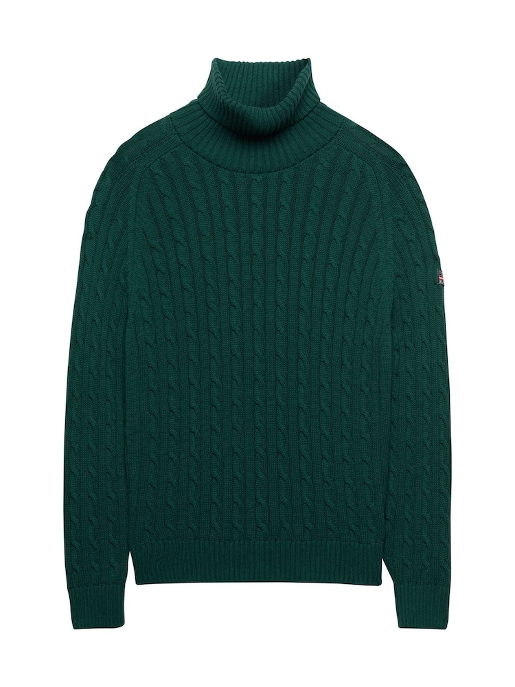 Superdry Green Slouchy Cable Roll Neck Jumper - Image 6 of 6