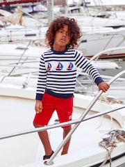 JoJo Maman Bébé Navy Nautical Boat Jumper - Image 1 of 4