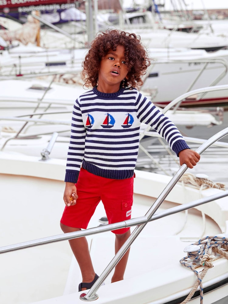 JoJo Maman Bébé Navy Nautical Boat Jumper - Image 1 of 4