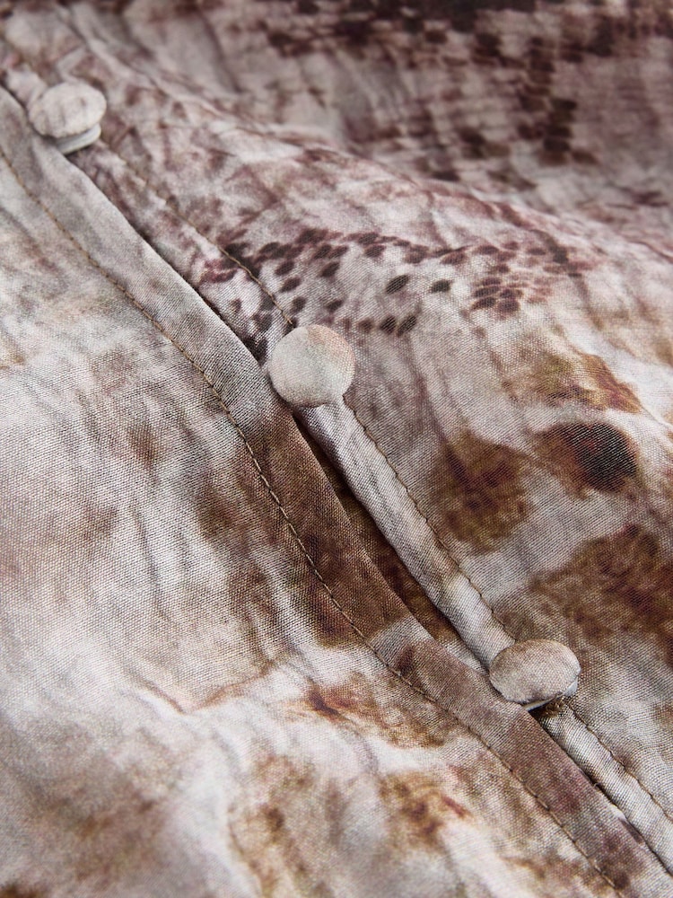 Grey Snake Print Bubblehem Long Sleeve Blouse - Image 2 of 3 Grey Snake Print Bubblehem Long Sleeve Blouse - Image 2 of 3