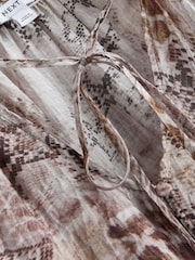 Grey Snake Print Bubblehem Long Sleeve Blouse - Image 3 of 3