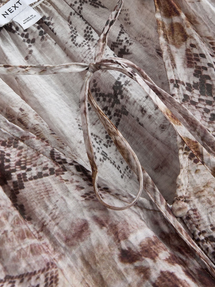 Grey Snake Print Bubblehem Long Sleeve Blouse - Image 3 of 3 Grey Snake Print Bubblehem Long Sleeve Blouse - Image 3 of 3