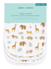 aden + anais Animal Essentials 100% Cotton Muslin Snap Tanzania Bibs 3 Pack - Image 2 of 3
