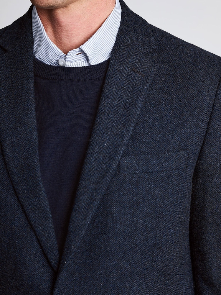 Brook Taverner Blue Wool Blend Herringbone Jacket - Image 2 of 6 Brook Taverner Blue Wool Blend Herringbone Jacket - Image 2 of 6