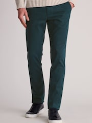 Brook Taverner Teal Blue Italian Fine Twill Stretch Cotton Chinos - Image 1 of 4