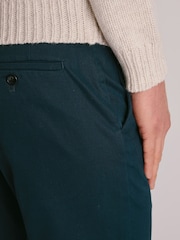 Brook Taverner Teal Blue Italian Fine Twill Stretch Cotton Chinos - Image 3 of 4