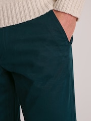 Brook Taverner Teal Blue Italian Fine Twill Stretch Cotton Chinos - Image 4 of 4