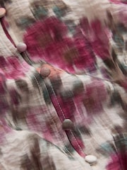 Pink Blurred Floral Print Bubblehem Long Sleeve Blouse - Image 7 of 8