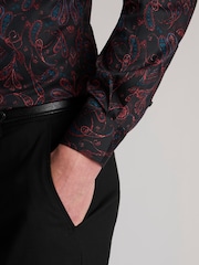 Brook Taverner Black Paisley Print Cotton Shirt - Image 3 of 3