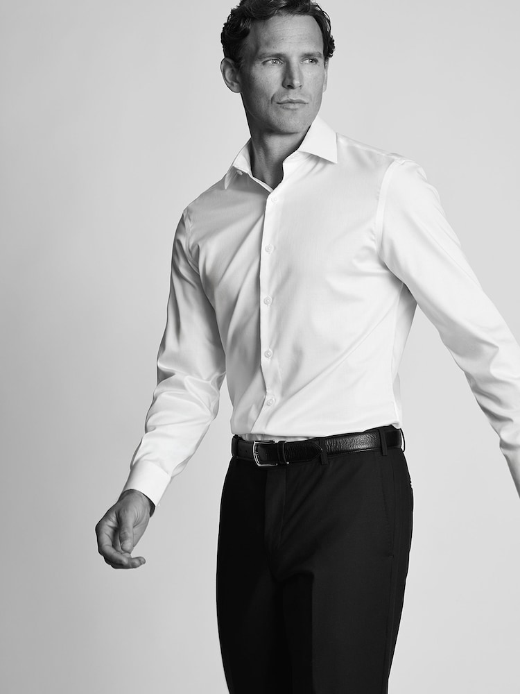 Brook Taverner White Regular Fit Non-Iron Twill Cotton Shirt - 33.5" Sleeve - Image 2 of 6 Brook Taverner White Regular Fit Non-Iron Twill Cotton Shirt - 33.5" Sleeve - Image 2 of 6