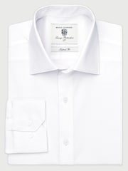Brook Taverner White Regular Fit Non-Iron Twill Cotton Shirt - 33.5" Sleeve - Image 6 of 6