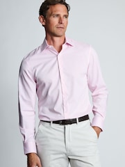 Brook Taverner Pink Regular Fit Non-Iron Twill Cotton Shirt - 33.5" Sleeve - Image 1 of 6