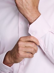 Brook Taverner Pink Regular Fit Non-Iron Twill Cotton Shirt - 33.5" Sleeve - Image 3 of 6