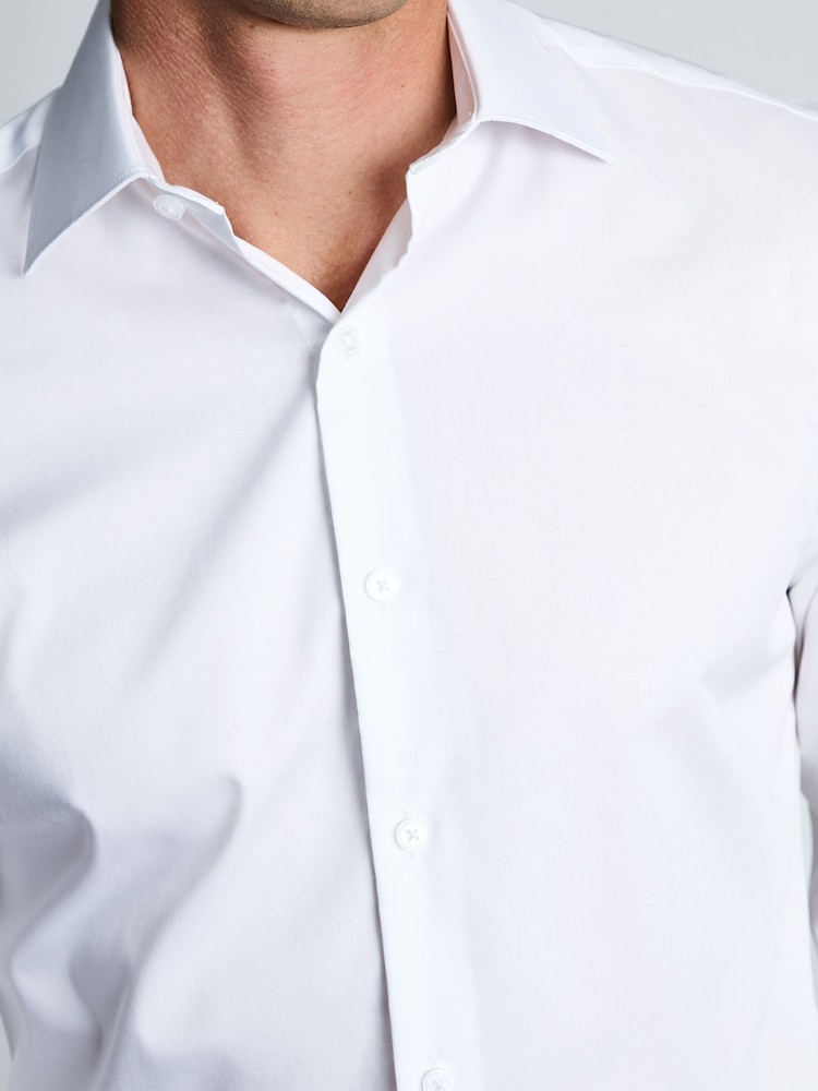 Brook Taverner White Regular Fit Non-Iron Twill Cotton Shirt - 36.5" Sleeve - Image 2 of 6 Brook Taverner White Regular Fit Non-Iron Twill Cotton Shirt - 36.5" Sleeve - Image 2 of 6