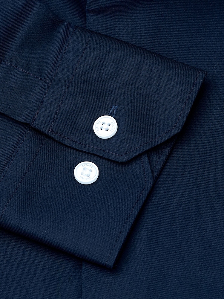 Brook Taverner Navy Blue Tailored Fit Non-Iron Twill Cotton Shirt - 36.5" Sleeve - Image 6 of 6 Brook Taverner Navy Blue Tailored Fit Non-Iron Twill Cotton Shirt - 36.5" Sleeve - Image 6 of 6