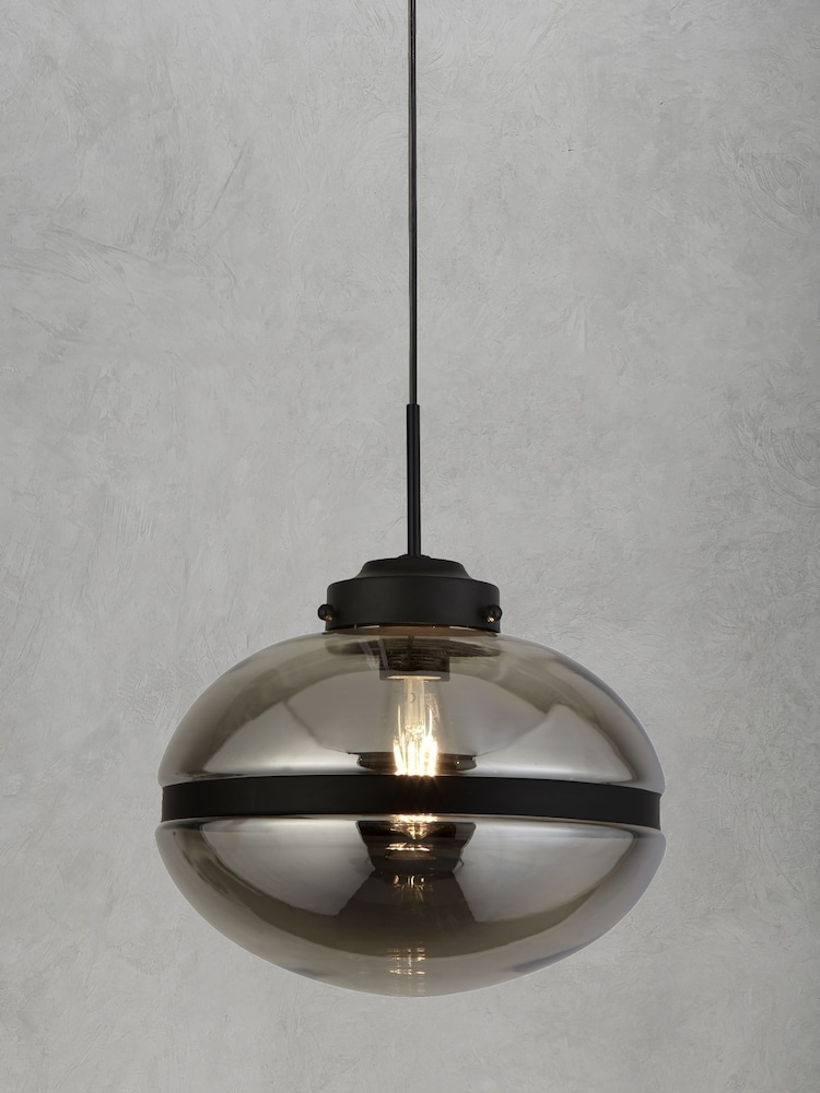 Searchlight Grey Taylor Smoked Ceiling Light Pendant - Image 1 of 3