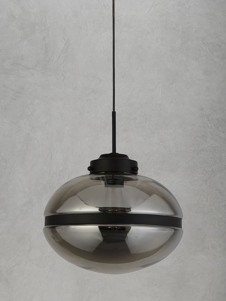 Searchlight Grey Taylor Smoked Ceiling Light Pendant - Image 2 of 3