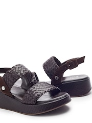 Moda in Pelle Brown Kaccia Leather Woven Detail Sandals - Image 3 of 4