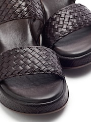 Moda in Pelle Brown Kaccia Leather Woven Detail Sandals - Image 4 of 4