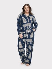 Chelsea Peers Blue Curve Organic Cotton Leopard Print Pyjama Set - Image 2 of 4