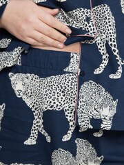 Chelsea Peers Blue Curve Organic Cotton Leopard Print Pyjama Set - Image 4 of 4