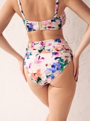 Cream Floral Roll Top Bikini Bottoms - Image 3 of 5
