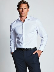 Brook Taverner Blue Tailored Fit Non-Iron Twill Cotton Shirt - 36.5" Sleeve - Image 1 of 6