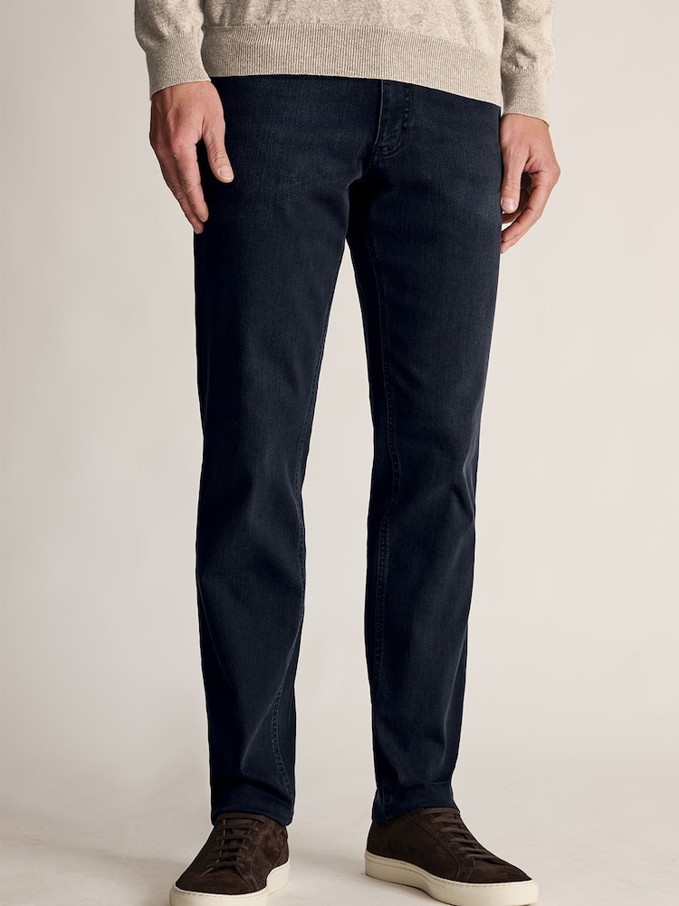Brook Taverner Dark Blue Tailored Fit 5 Pocket Denim Jeans - Image 1 of 4 Brook Taverner Dark Blue Tailored Fit 5 Pocket Denim Jeans - Image 1 of 4
