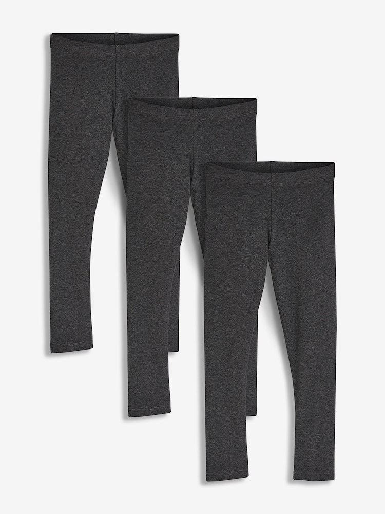 Charcoal Grey Regular Fit Leggings 3 Pack (3-16yrs) - Image 1 of 7