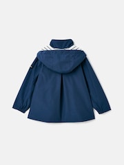 Joules Girls' Meadow Navy Blue Lightweight Waterproof Raincoat With Hood - Image 2 of 6