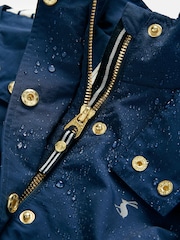 Joules Girls' Meadow Navy Blue Lightweight Waterproof Raincoat With Hood - Image 3 of 6