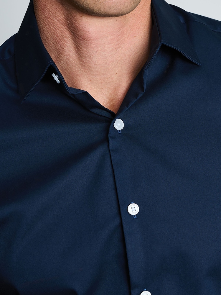 Bleumarin albastru - Slim Fit - Brook Taverner Non-Iron Twill Cotton Shirt - 33.5" Sleeve - Imaginea 2 din 6 Bleumarin albastru - Slim Fit - Brook Taverner Non-Iron Twill Cotton Shirt - 33.5" Sleeve - Imaginea 2 din 6
