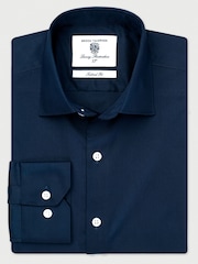 Bleumarin albastru - Slim Fit - Brook Taverner Non-Iron Twill Cotton Shirt - 33.5" Sleeve - Imaginea 4 din 6