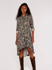 Apricot Green Multi Paisley High Low Shirt Dress - Image 1 of 4