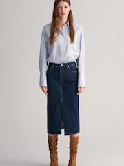 GANT Blue Slim Denim Pencil Midi Skirt - Image 1 of 5