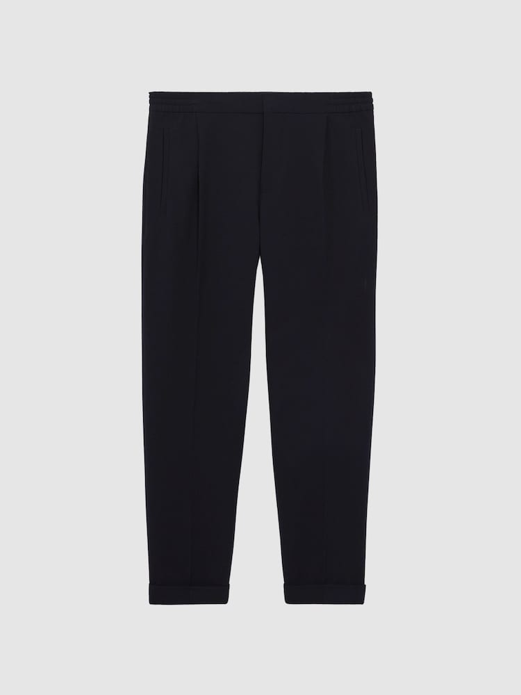 Reiss Navy Berry Seersucker Elasticated Trousers - Image 2 of 5