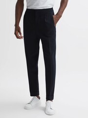 Reiss Navy Berry Seersucker Elasticated Trousers - Image 3 of 5
