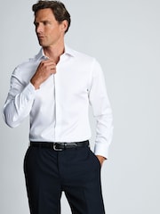 Brook Taverner White Tailored Fit Non-Iron Twill Cotton Shirt - 36.5" Sleeve - Image 1 of 6