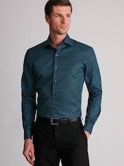 Brook Taverner Teal Blue Paisley Print Cotton Shirt - Image 1 of 7