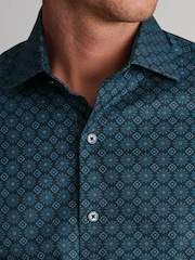 Brook Taverner Teal Blue Paisley Print Cotton Shirt - Image 2 of 7