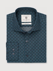 Brook Taverner Teal Blue Paisley Print Cotton Shirt - Image 5 of 7