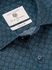 Brook Taverner Teal Blue Paisley Print Cotton Shirt - Image 6 of 7